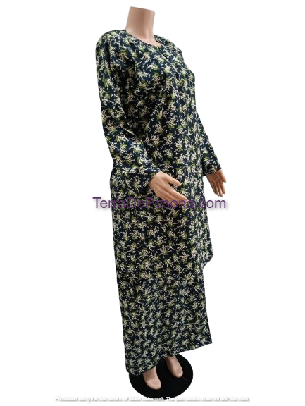 Baju Kurung Pesak Tradisional Johor Navy Green Hijau