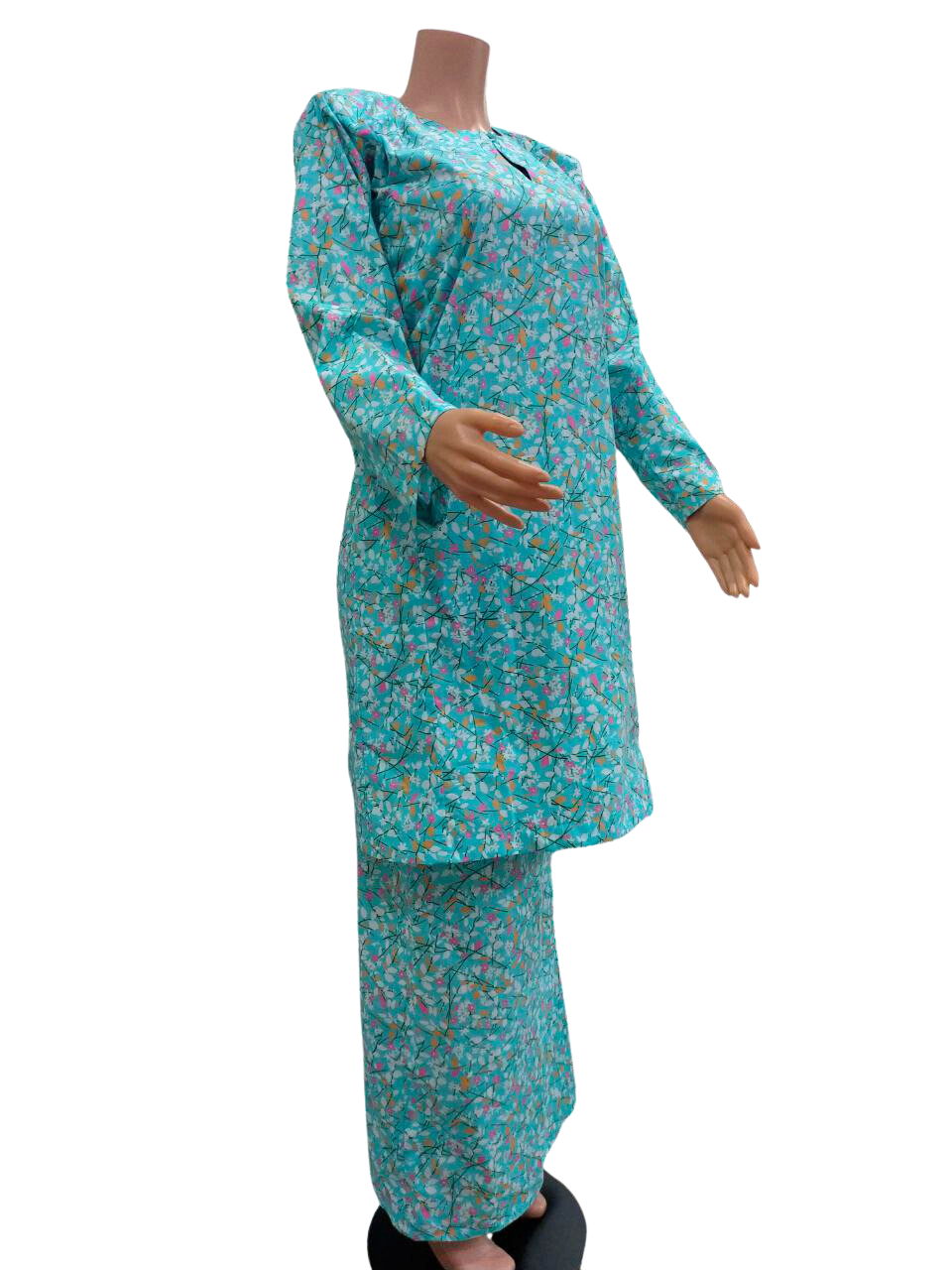 Baju Kurung Pesak Traditional Johor Biru Muda