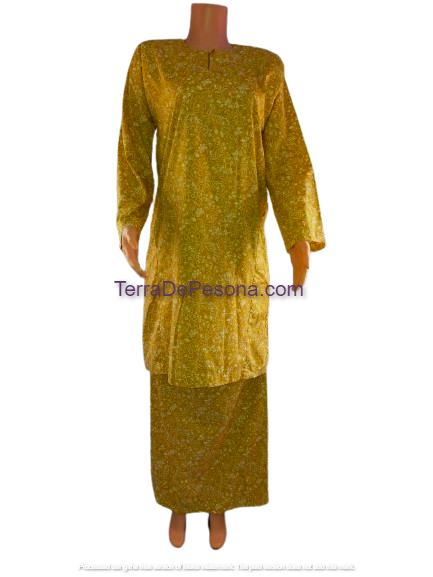 Baju Kurung Pesak Tradisional Johor Kuning Mustard
