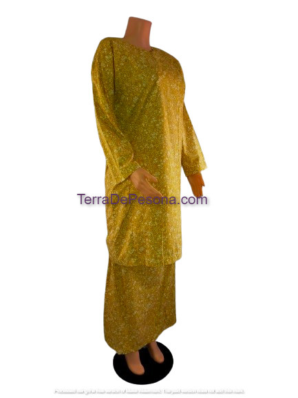 Baju Kurung Pesak Tradisional Johor Kuning Mustard