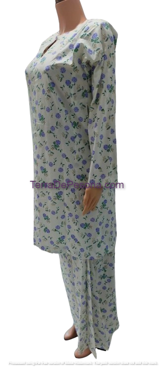 Baju Kurung Pesak Tradisional Johor Purple Flowers On White-KJ0085
