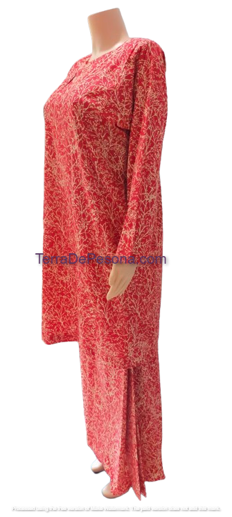 Baju Kurung Pesak Tradisional Johor Red-KJ0087