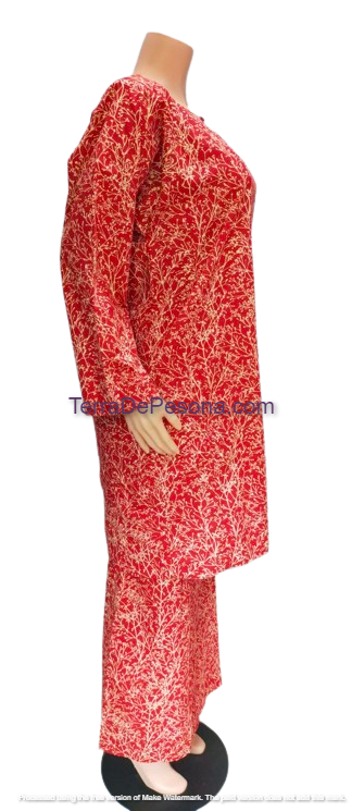 Baju Kurung Pesak Tradisional Johor Red-KJ0087