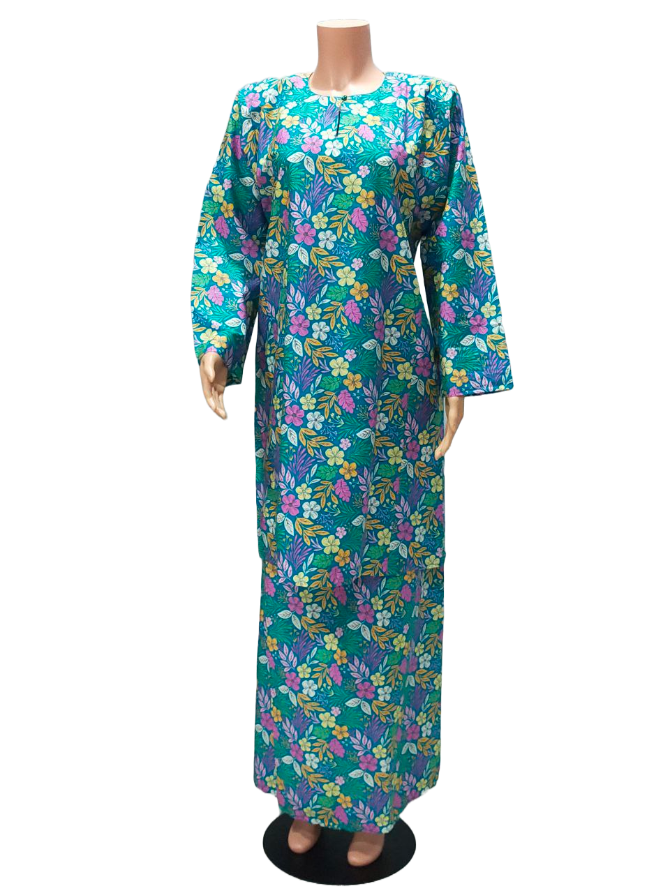 Baju Kurung Pesak Traditional Johor Biru Hijau