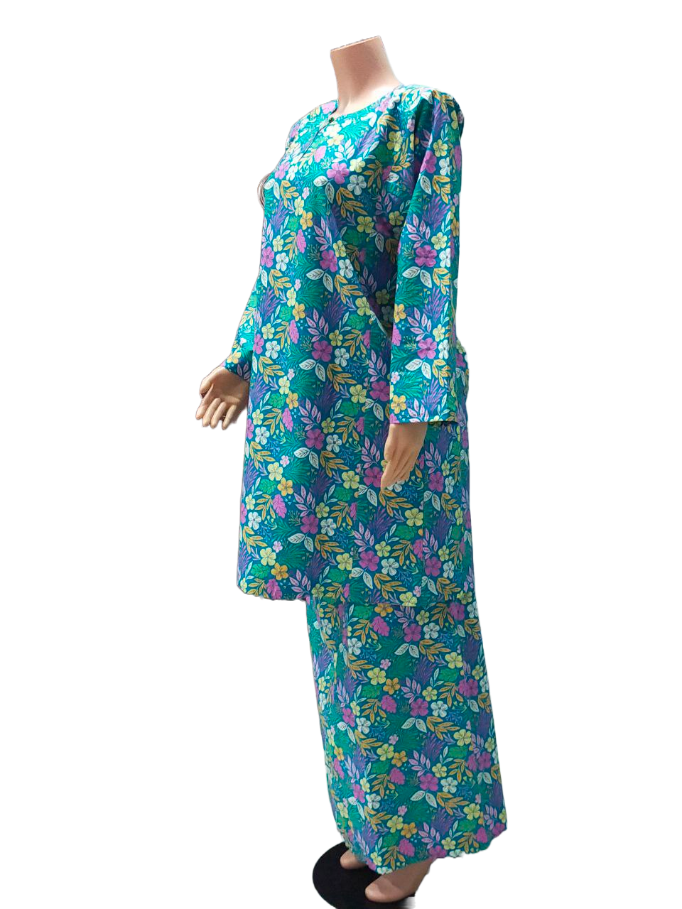 Baju Kurung Pesak Traditional Johor Biru Hijau