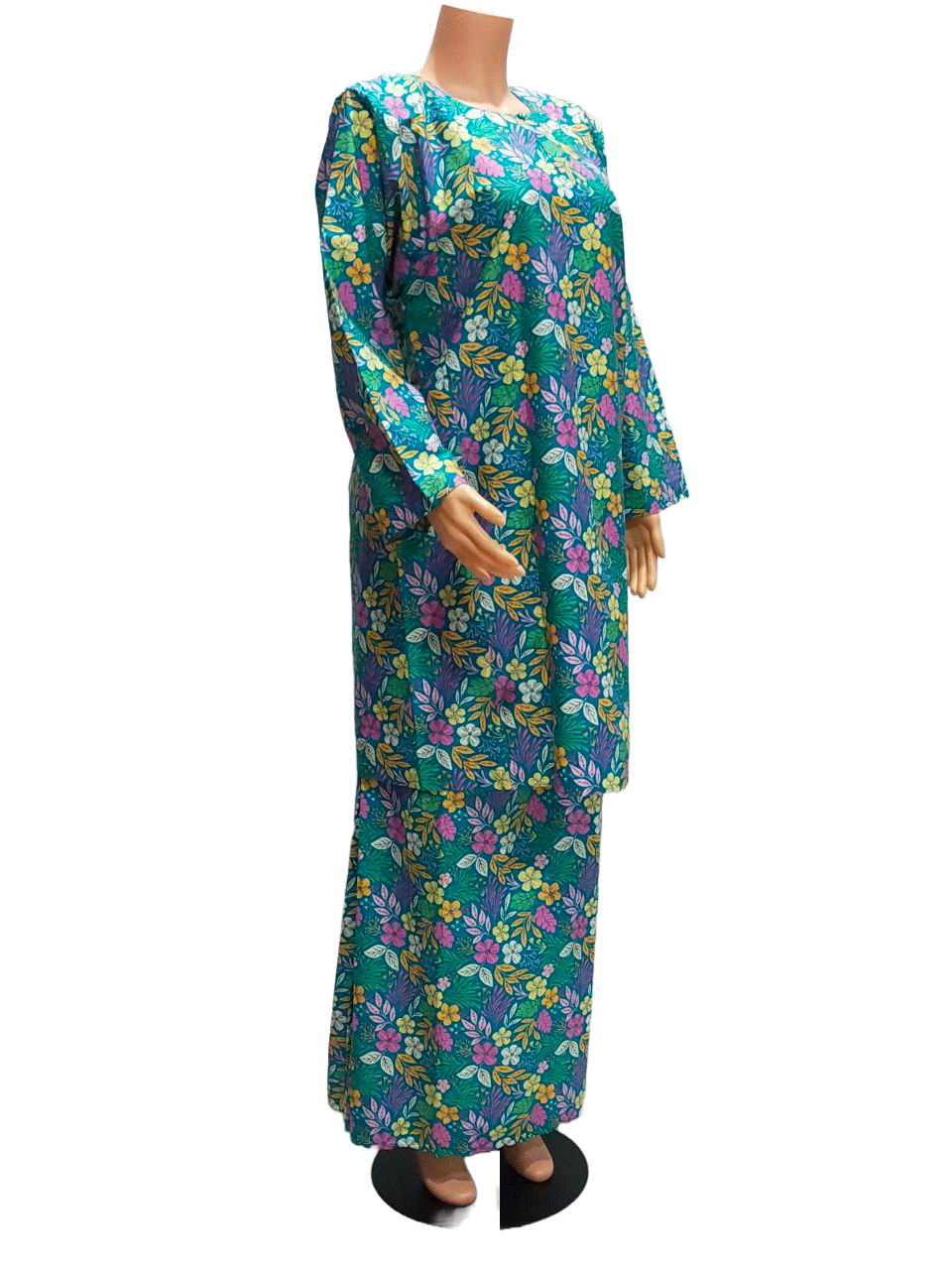 Baju Kurung Pesak Traditional Johor Biru Hijau