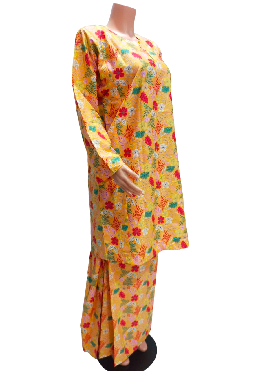 Baju Kurung Pesak Traditional Johor Kuning Oren Merah