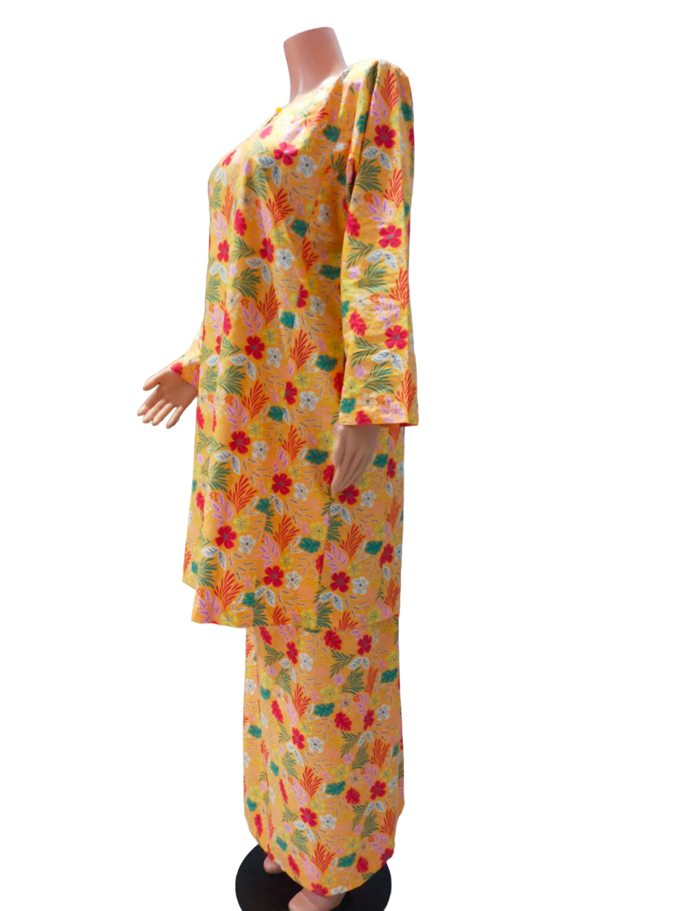 Baju Kurung Pesak Traditional Johor Kuning Oren Merah