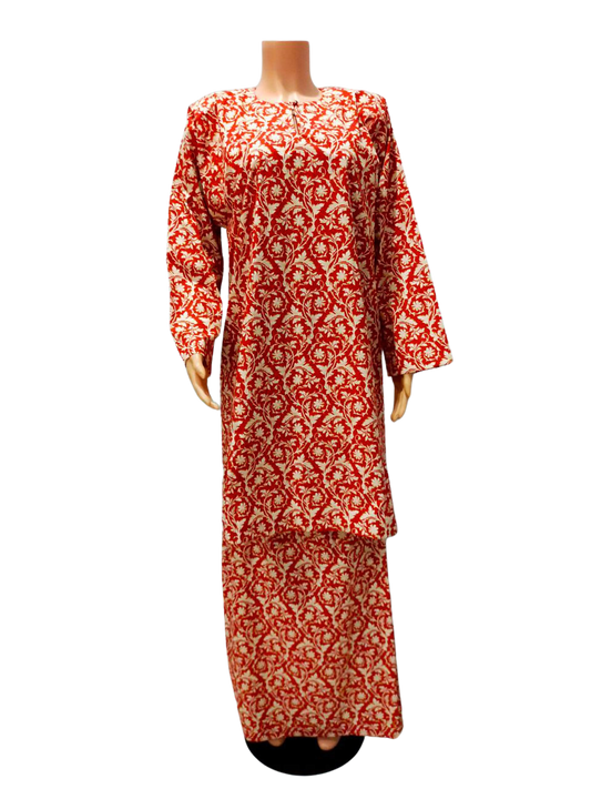 Baju Kurung Pesak Traditional Johor Merah