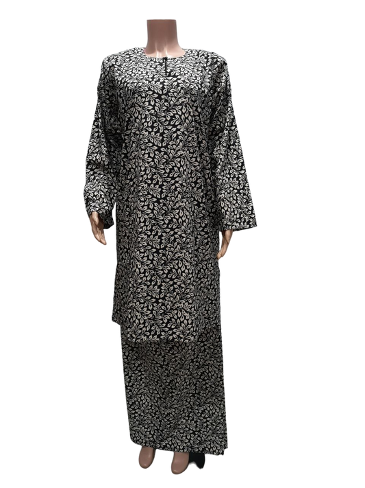 Baju Kurung Pesak Traditional Johor Dark Silver Kelabu Hitam
