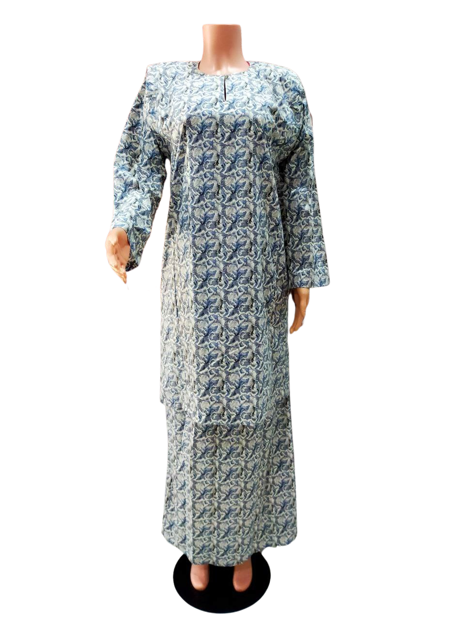  Baju Kurung Pesak Tradisional Johor Biru Kelabu (Blue Silver) 