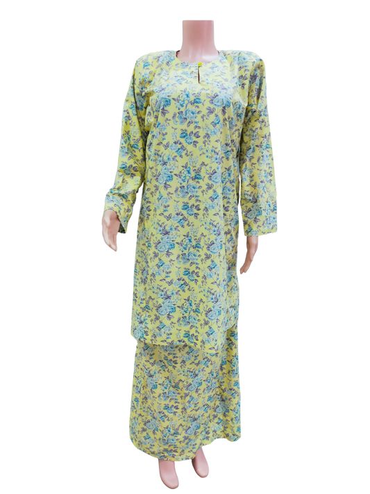 Baju Kurung Pesak Traditional Johor Kuning Muda