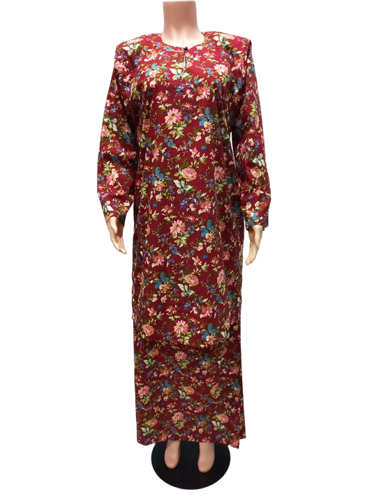 Baju Kurung Pesak Traditional Johor Merah Bata