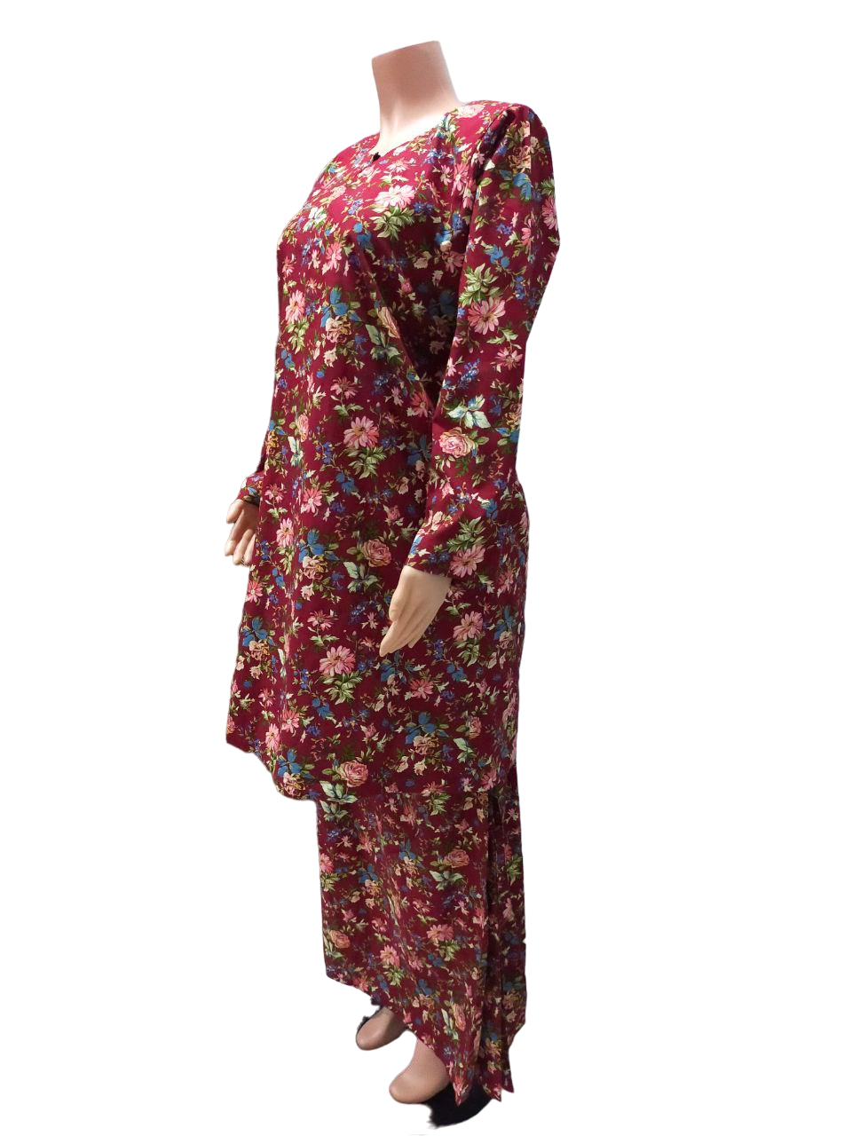 Baju Kurung Pesak Traditional Johor Merah Bata