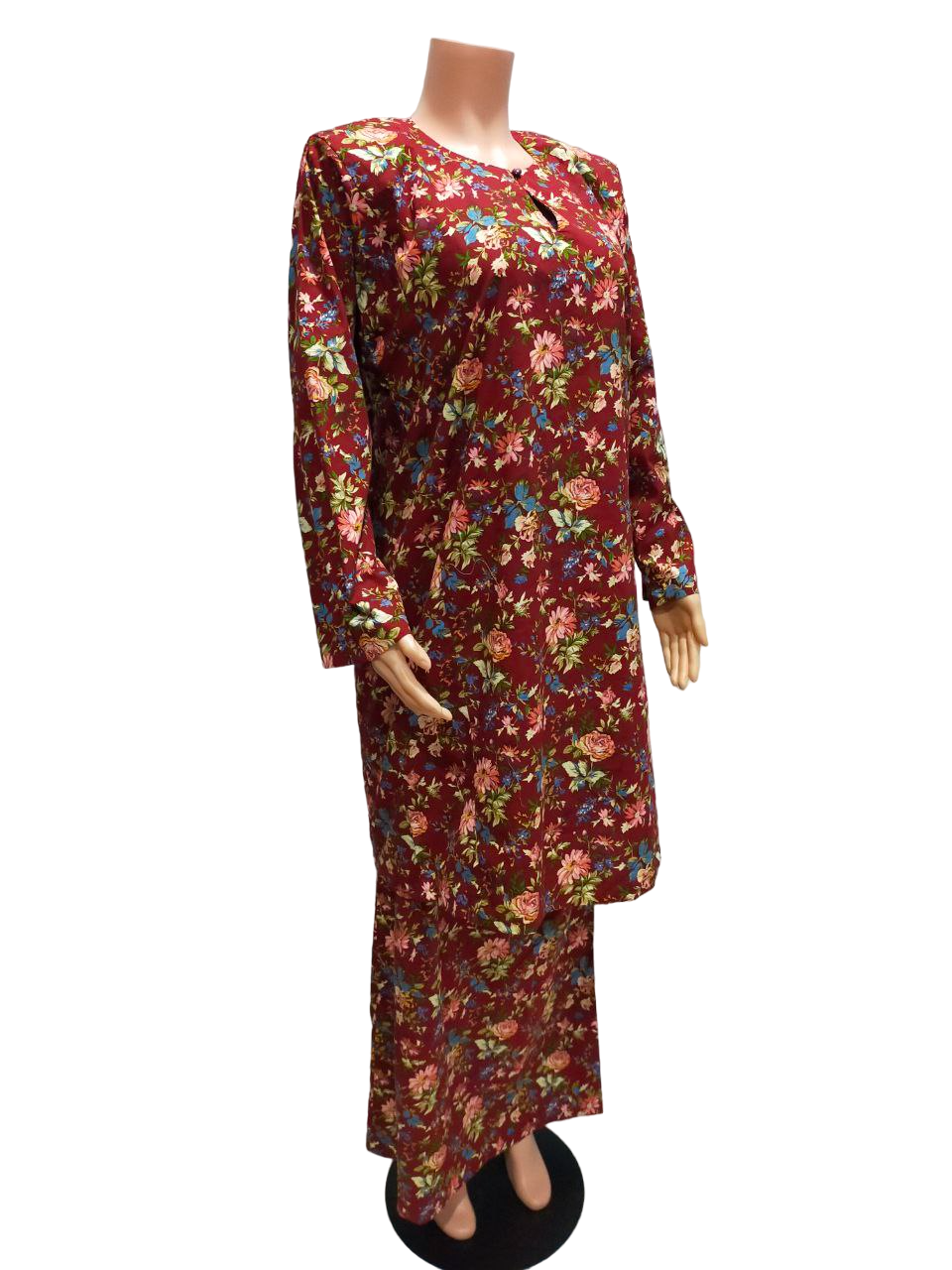 Baju Kurung Pesak Traditional Johor Merah Bata