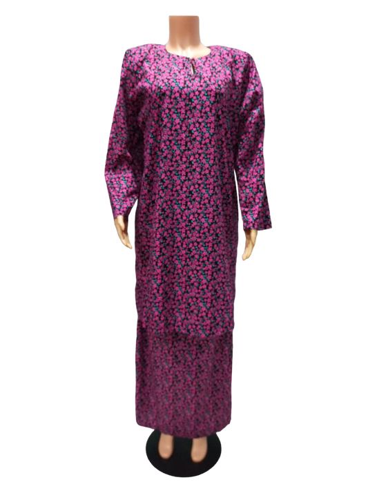 Baju Kurung Pesak Traditional Johor Merah Violet