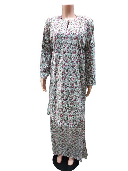 Baju Kurung Pesak Traditional Johor Silver Merah