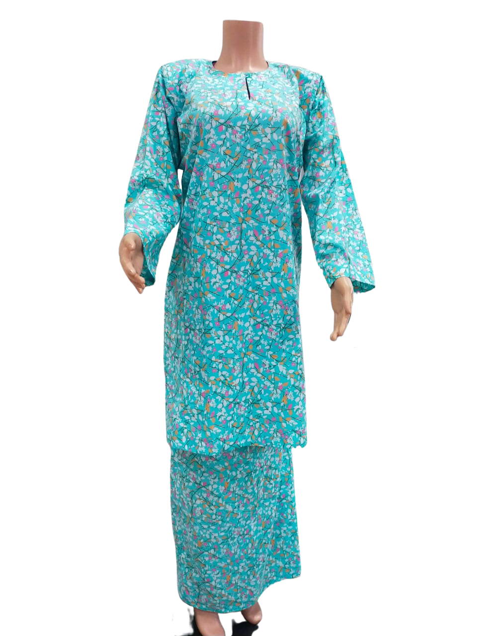Baju Kurung Pesak Tradisional Johor Biru Muda