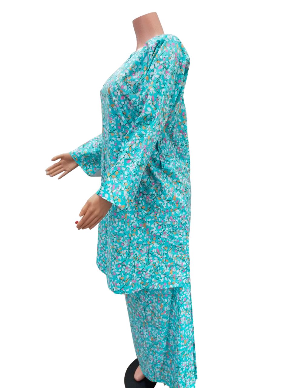 Baju Kurung Pesak Tradisional Johor Biru Muda