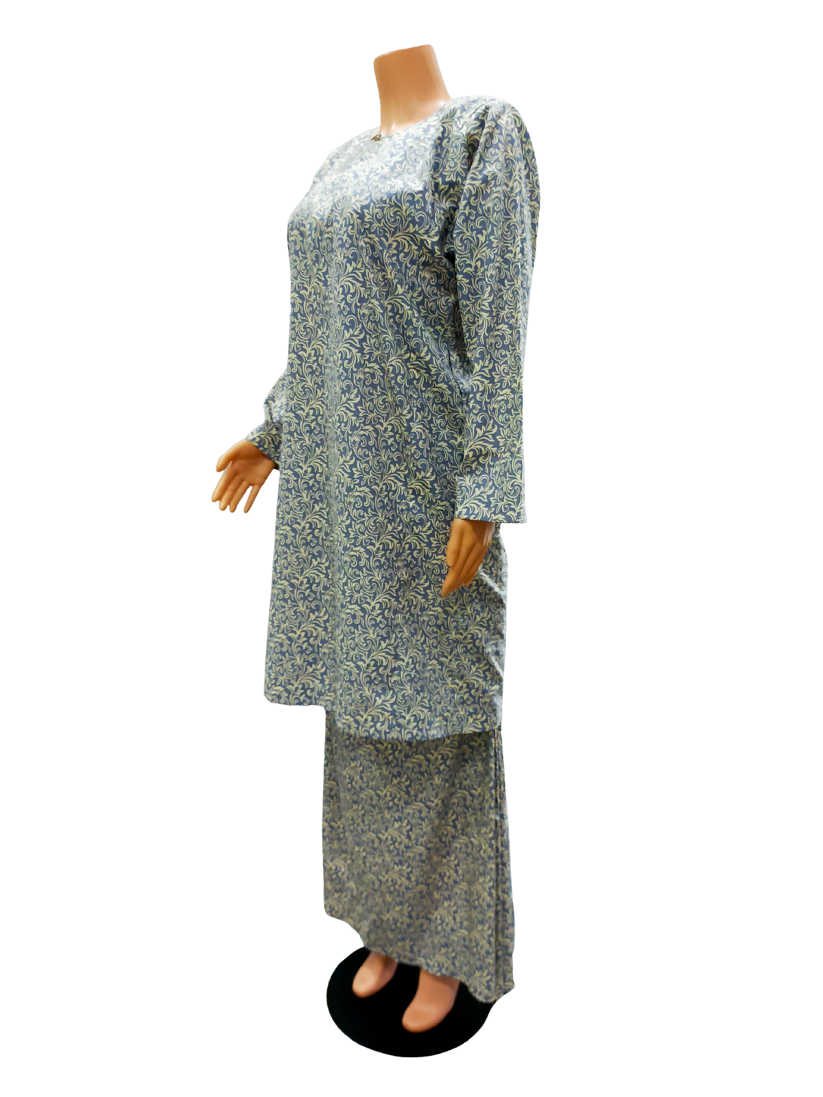 Baju Kurung Pesak Traditional Johor Kuning Kelabu Grey